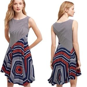 Maeve by Anthropologies Women’s Small Cameron Asymmetrical Geometric Print Dress
